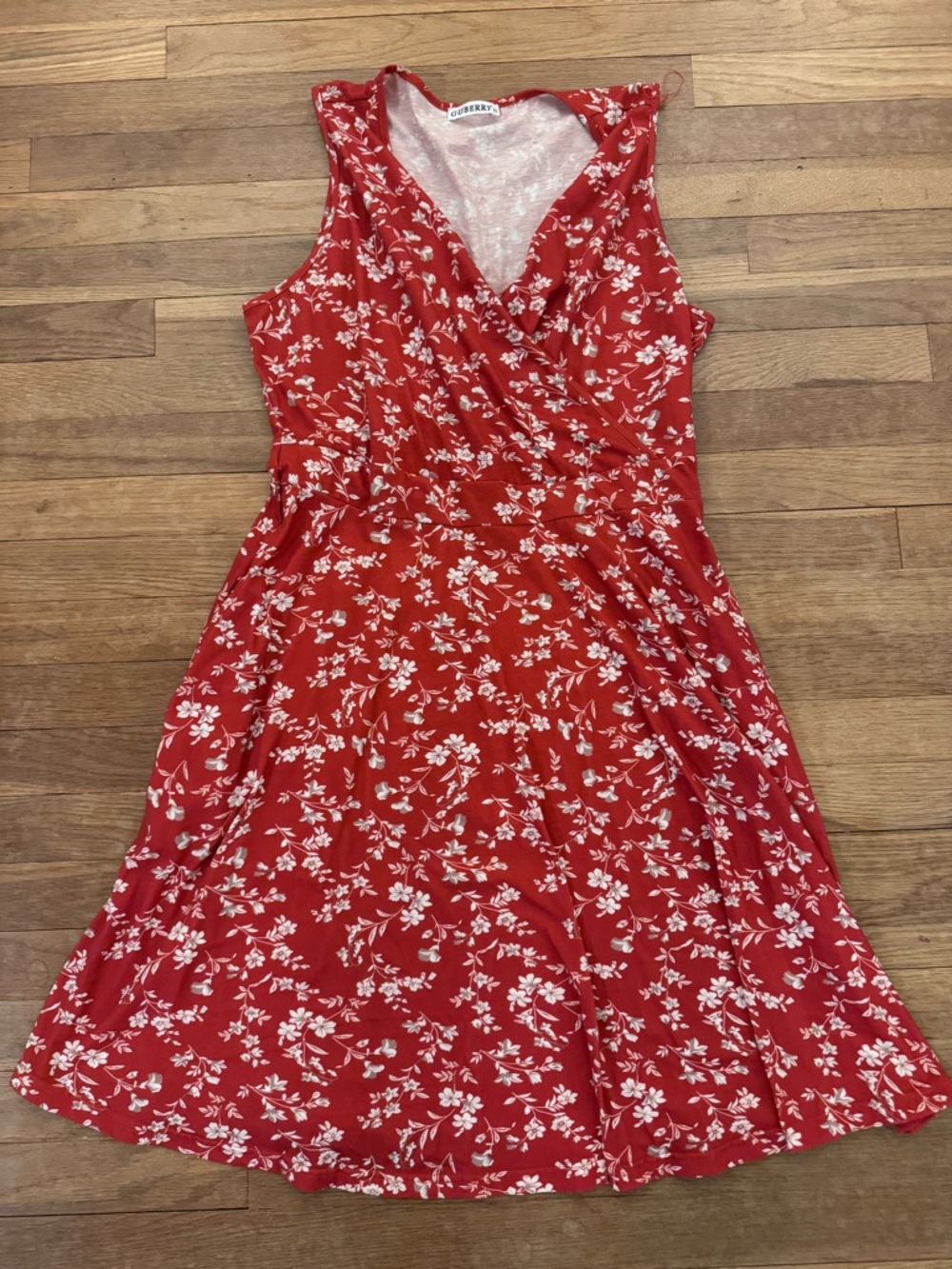 GUBERRY Women's Orange Floral Knee Length Wrap Dress - Size XL
 b93